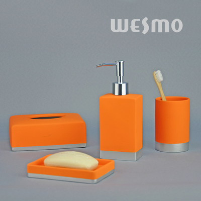 Orange Modern Smooth Porcelain Bathroom Accessories Include Soap Tray